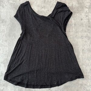 Black sparkly y2k rave tunic top Jennifer Lopez 2000s short sleeve shirt XS